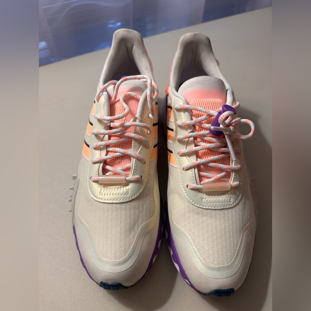 adidas Cream and Purple Sneakers- Size 10